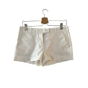 Theory Women's Chino Shorts Size 6 White Low Rise Flat Front Stretch Pocket‎